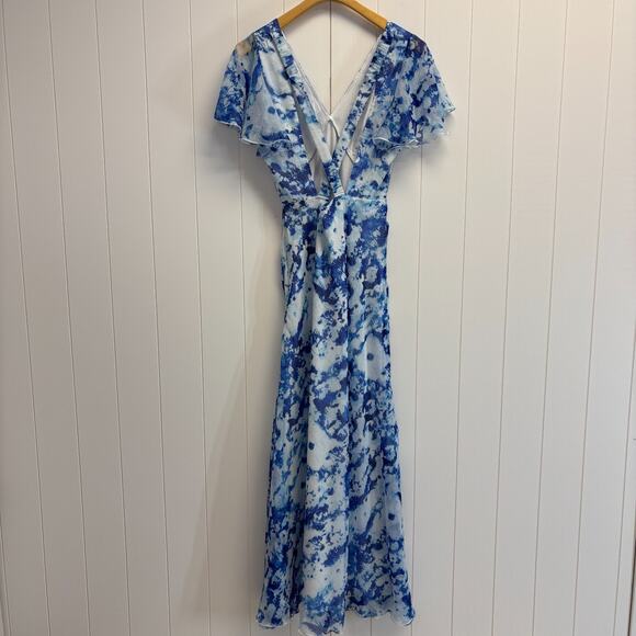 Top Shop Chiffon Baby Doll Watercolor Boho Chic Maxi Dress Size 8 Wedding Event - Picture 2 of 10